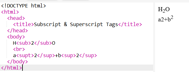 Subscript and Superscript